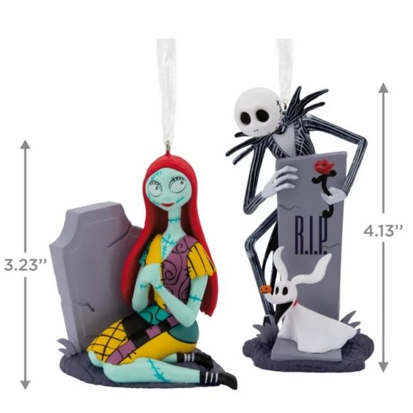 Hallmark The Nightmare Before Christmas Jack and Sally Tombstones Ornaments - Picture 3 of 8